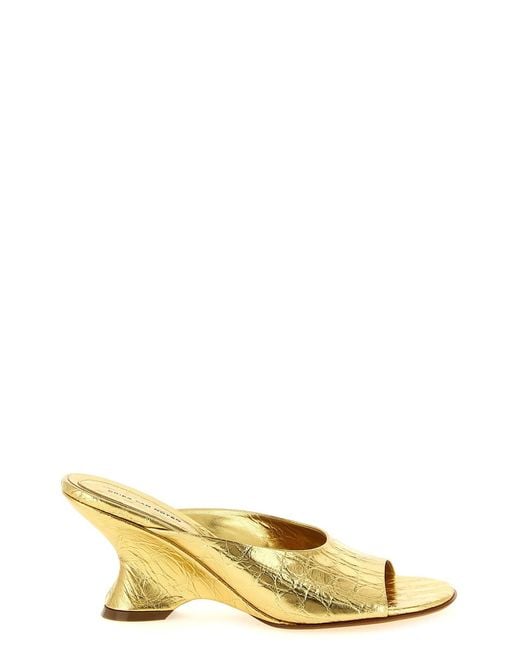 Dries Van Noten Metallic Curved Wedge Mules