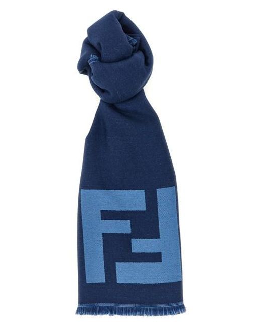 Ff Macro Scarf Sciarpe Blu-Uomo di Fendi in Blue da Uomo