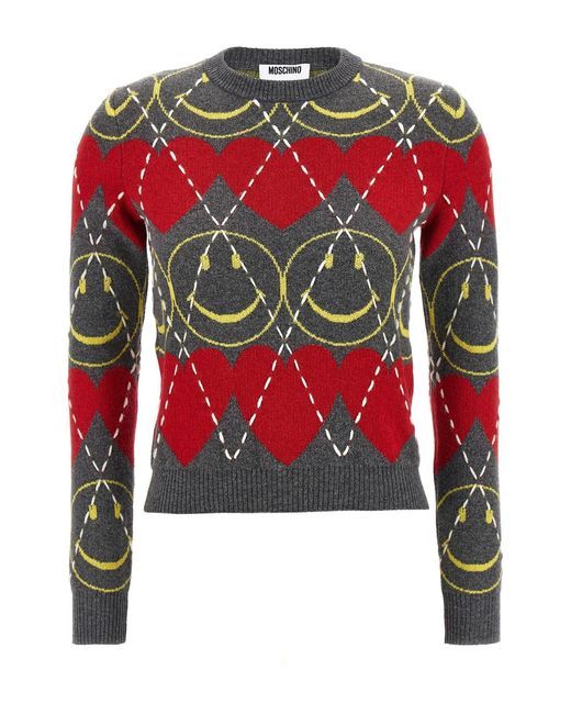 Moschino Red 'smiley' Sweater