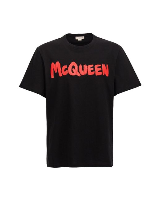Alexander McQueen Black Logo Print T-shirt for men