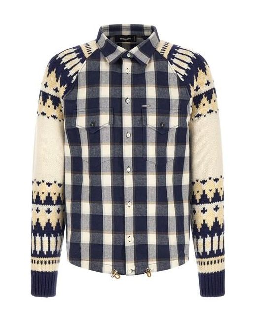 Camicia 'Classic Check Drawstring' di DSquared² in Blue da Uomo