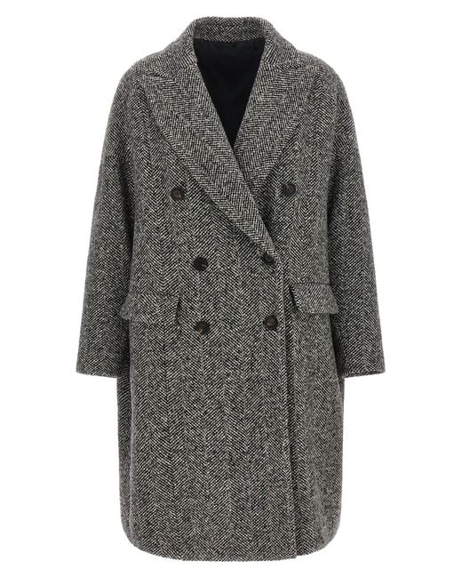 Brunello Cucinelli Gray 'dazzling' Chevron Coat