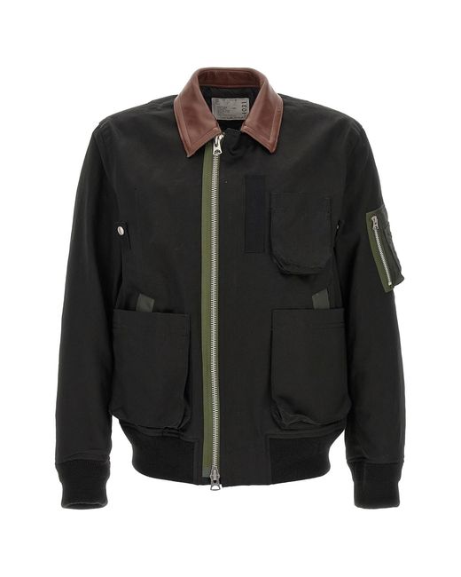 Sacai Black Cotton Blouson Jacket for men