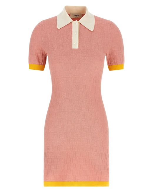 Fendi Pink Color-block Dress
