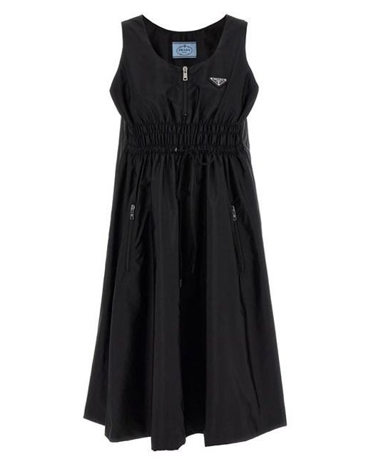 Prada Black 'piuma' Re-nylon Dress