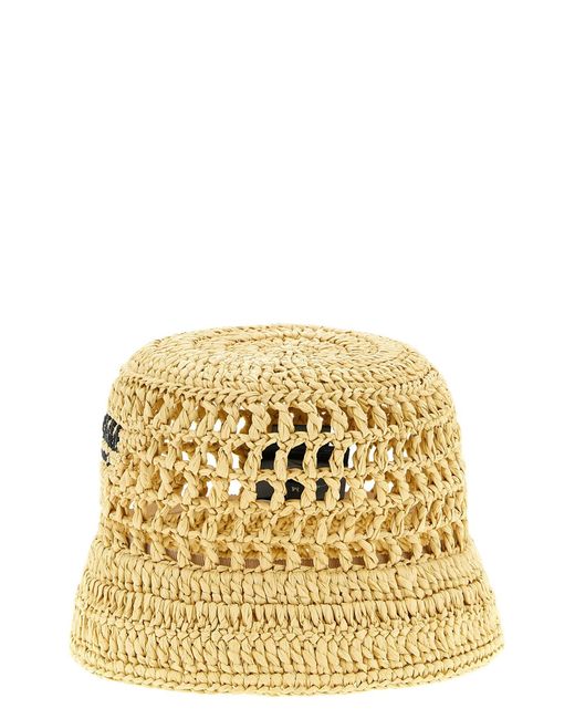 Prada Metallic Crochet Logo Bucket Hat