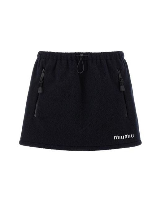 Miu Miu Black Logo Embroidery Skirt