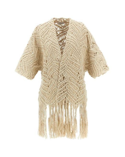 Brunello Cucinelli Natural 'opera Dazzling Macramé' Cardigan