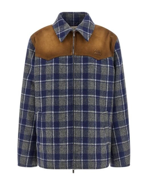 Miu Miu Blue Blouson Check
