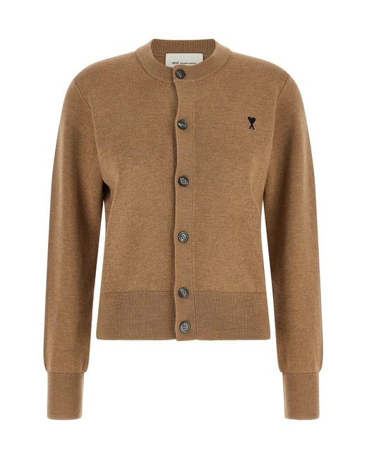 AMI Brown 'ami De Coeur' Cardigan