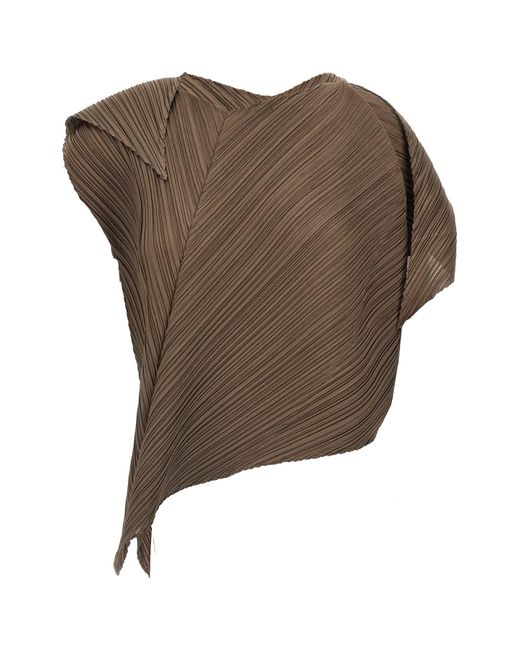 Pleats Please Issey Miyake Brown Top "Flare"