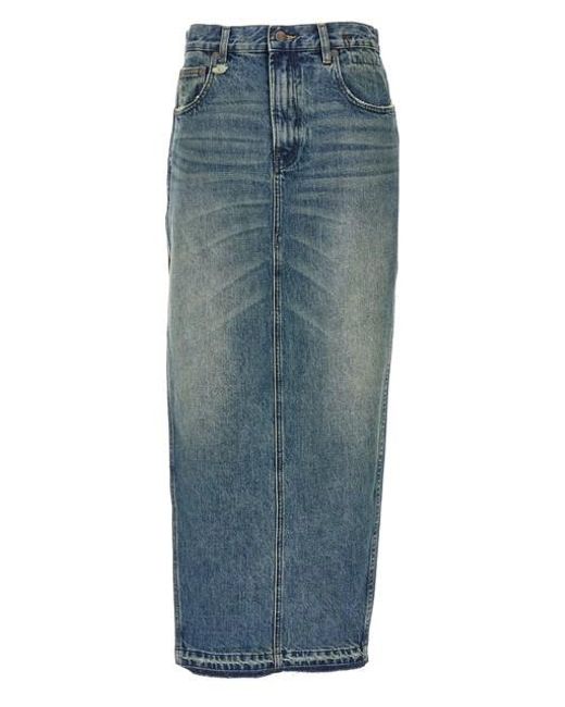 Gonna midi denim di R13 in Blue