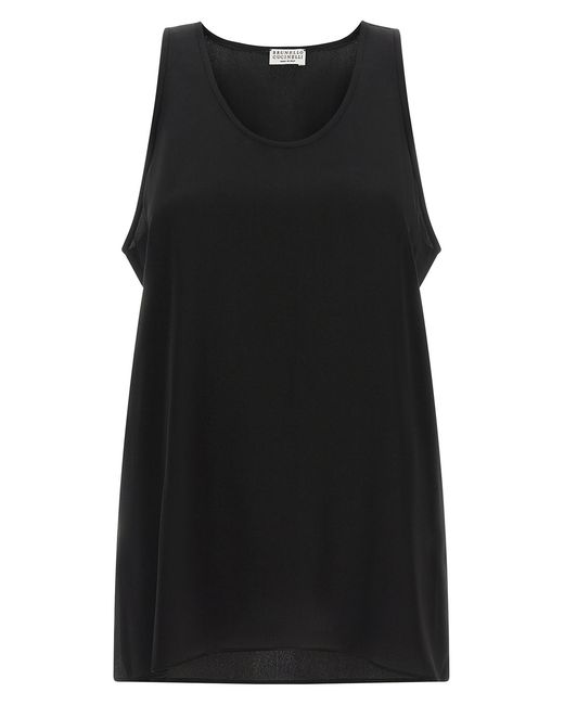 Brunello Cucinelli Black 'monile' Silk Top