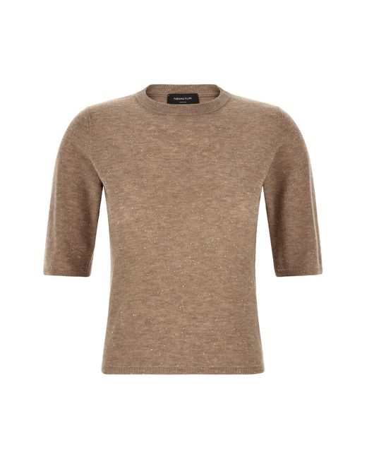 Fabiana Filippi Brown Micro Sequin T-shirt