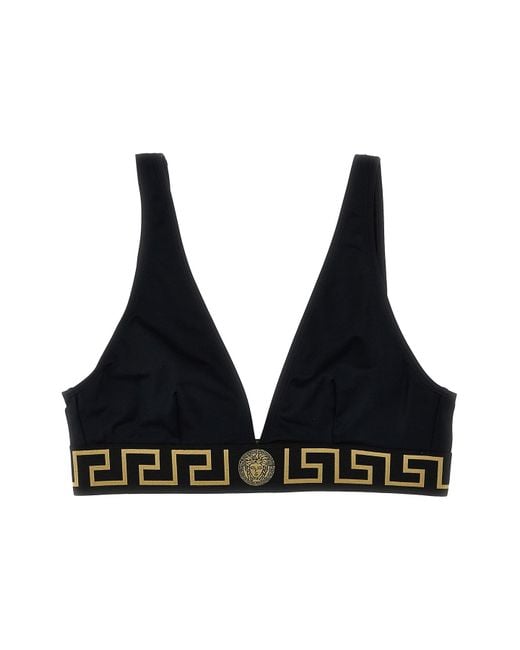 Versace Black 'Greca' Bikini Top