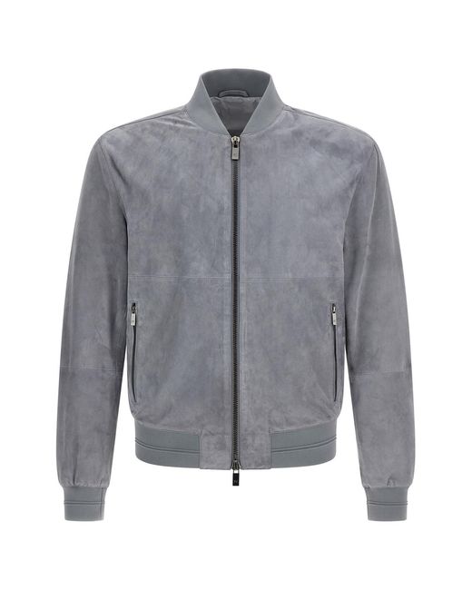 Pal Zileri Gray Suede Jacket for men