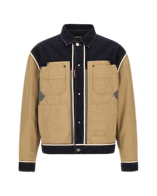 DSquared² Blue Two-material Denim Jacket for men