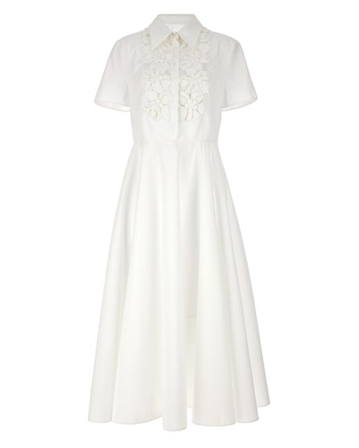 Valentino Garavani White 'compact Popeline' Embroidered Dress