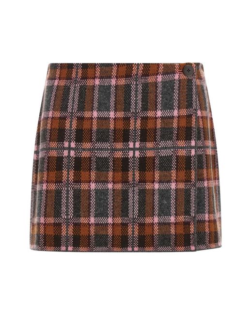 Guest In Residence Brown Tartan Skirt