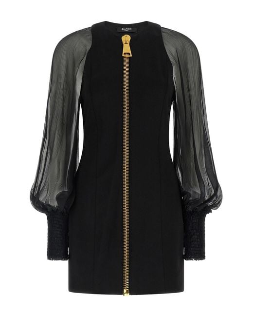 Balmain Black Xl Zip Dress