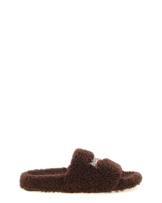 Balenciaga Brown 'furry' Open Sandals