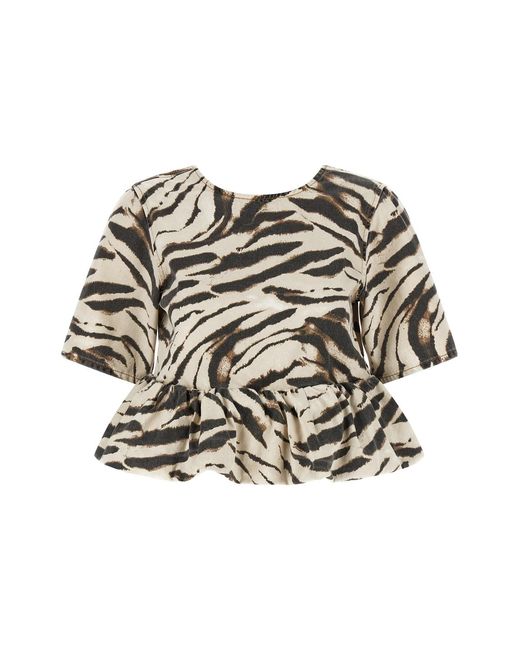 Ganni Multicolor 'zebra Denim' Top