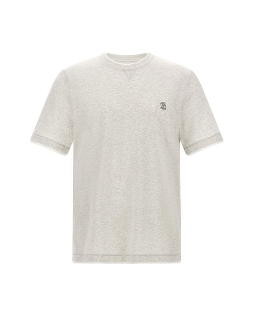 Brunello Cucinelli White Double T-shirt for men