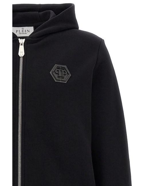 Felpa Con Cappuccio Patch Logo di Philipp Plein in Black da Uomo