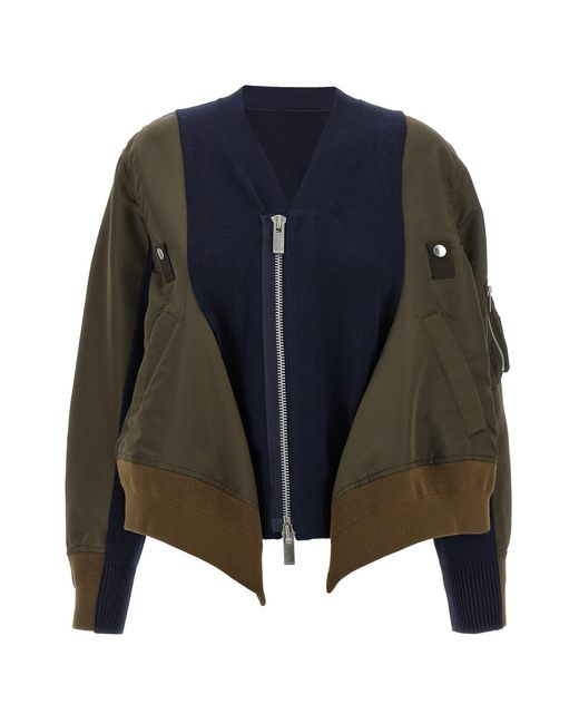 Sacai Blue Nylon Insert Cardigan