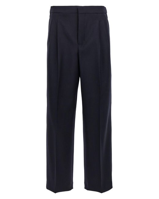AMI Blue Front Pleat Pants for men
