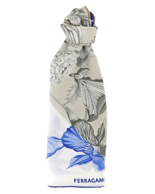 Ferragamo White Hydrangea Scarf