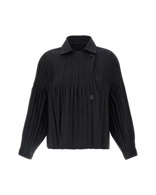 Cappotto 'Smooth Coat' di Pleats Please Issey Miyake in Black