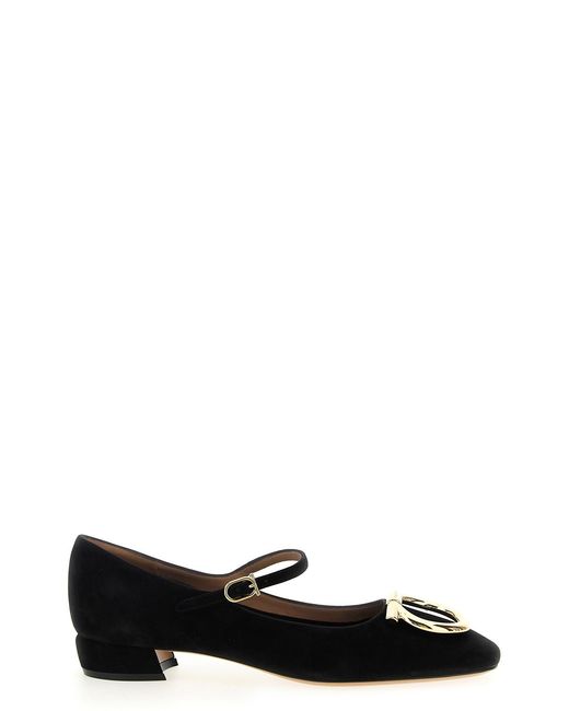 Ferragamo Black Leather Ballerinas