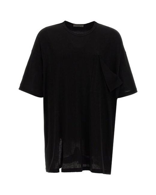 T-shirt taschino unfinished di Yohji Yamamoto in Black da Uomo