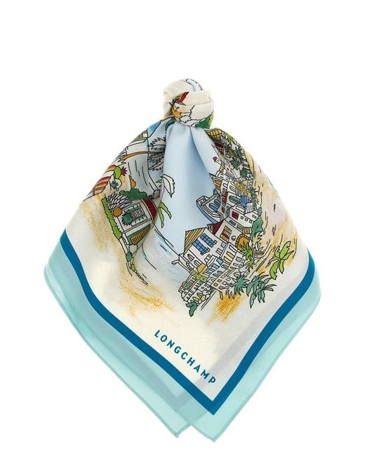 Longchamp Blue 'vivement L'eté' Scarf