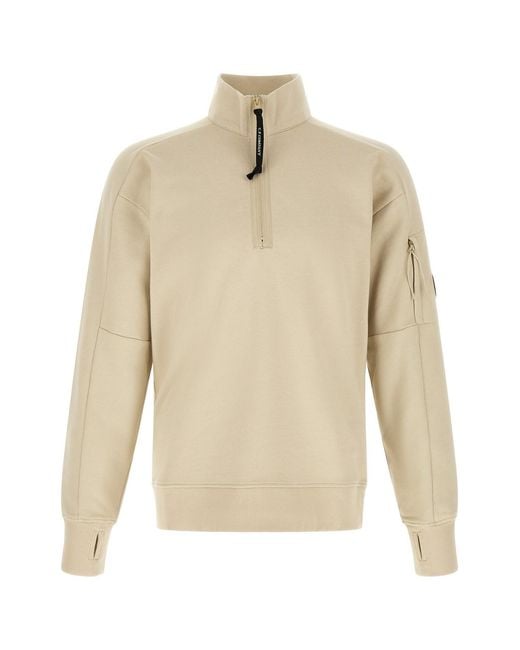 C P Company Natural 'diagonal Raised' Sweatshirt With Lens Detail for men