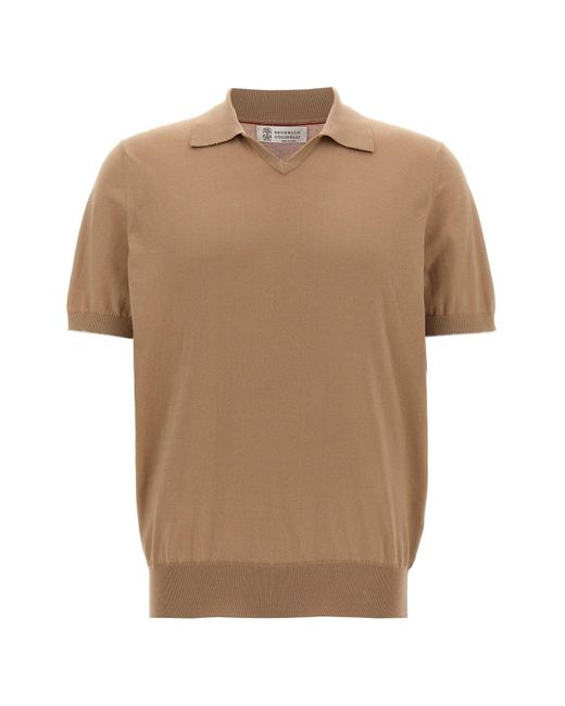 Brunello Cucinelli Brown Cotton Polo Shirt for men
