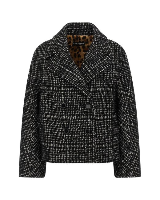 Dolce & Gabbana Black Houndstooth Coat