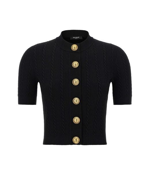 Balmain Black Kurzärmeliger Cardigan