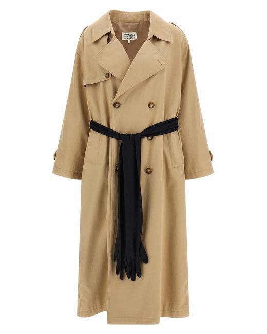 MM6 by Maison Margiela Natural Trench Coat With Gloves