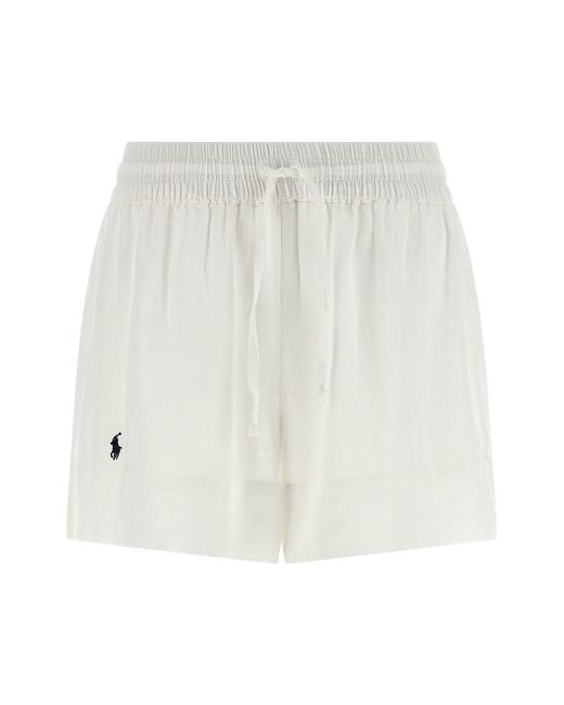 Polo Ralph Lauren White Linen Shorts