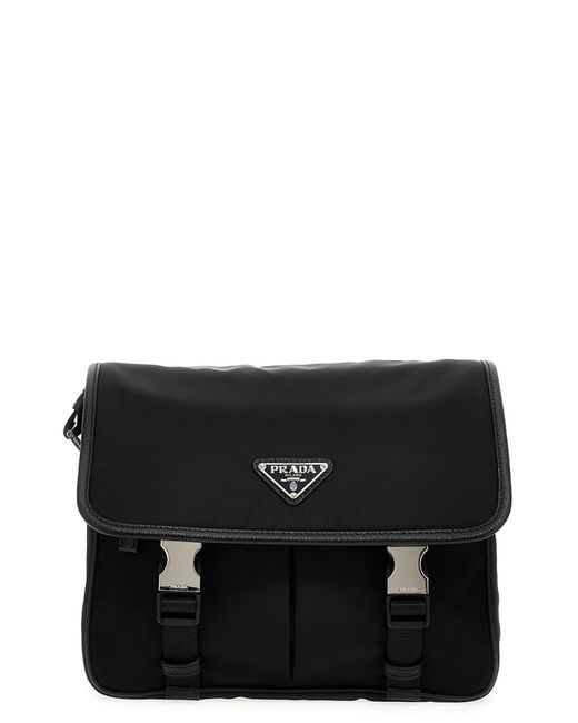 Prada Black Logo Nylon Crossbody Bag for men