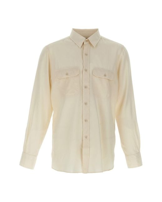 Tom Ford White Twill Shirt With Military Fit for men