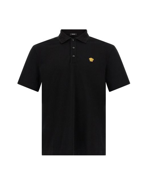 Versace Black 'medusa' Polo Shirt for men