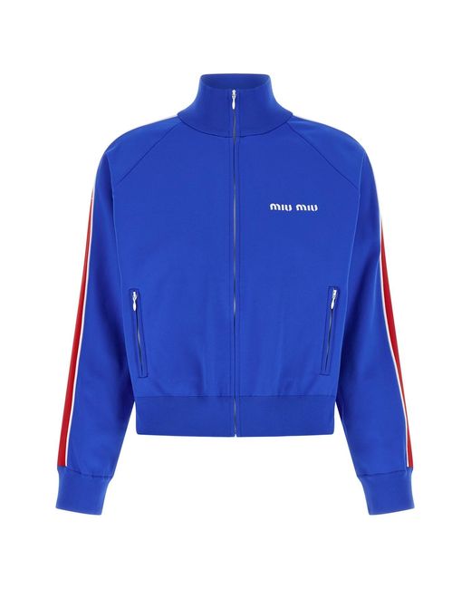 Miu Miu Blue Logo Embroidery Sweatshirt