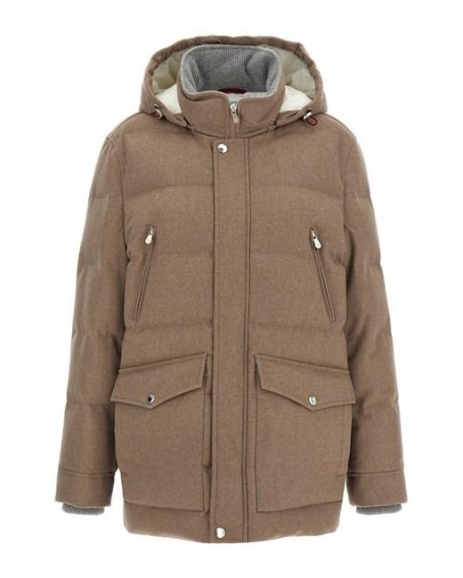 Piumino Flanella di Brunello Cucinelli in Brown da Uomo