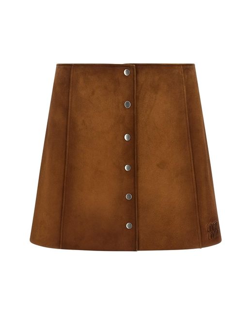 Miu Miu Brown Suede Skirt