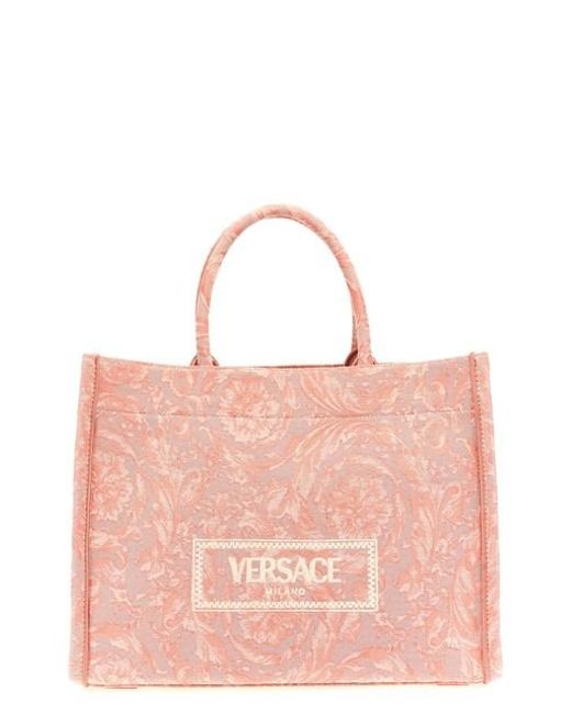 Versace Pink 'athena Barocco' Shopping Bag