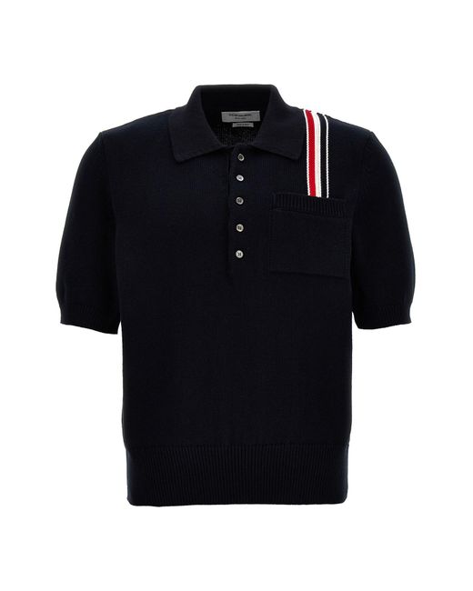 Thom Browne Black 'jersey Stitch' Polo Shirt for men