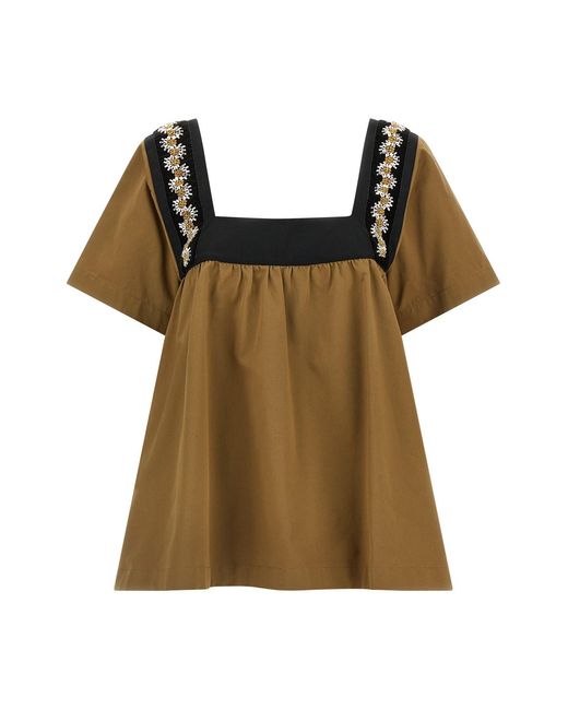 Prada Brown Embroidery Top